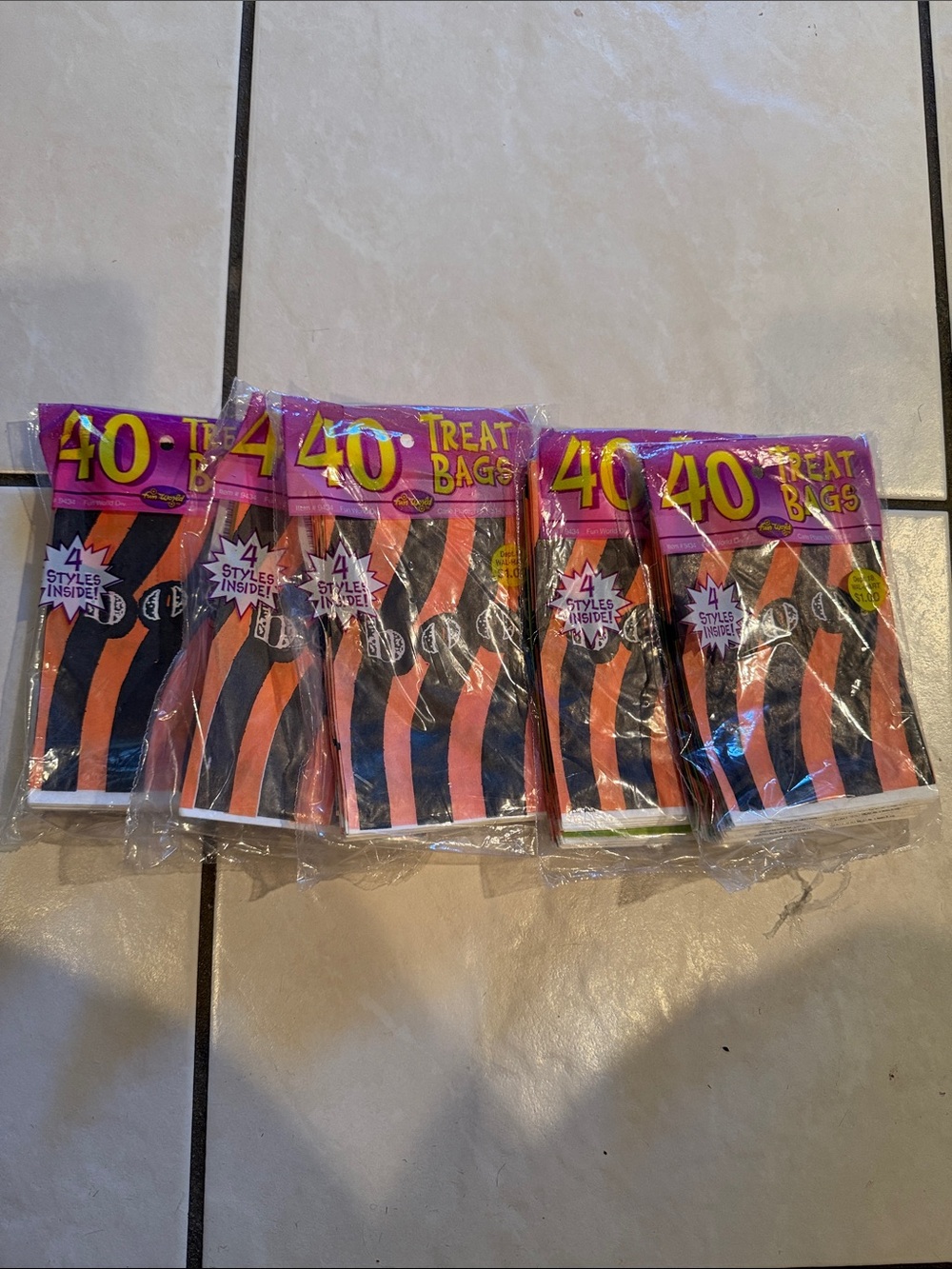 Vintage FUN WORLD 1995 Halloween Paper Candy Bags-New 40 Pack Lot of 5